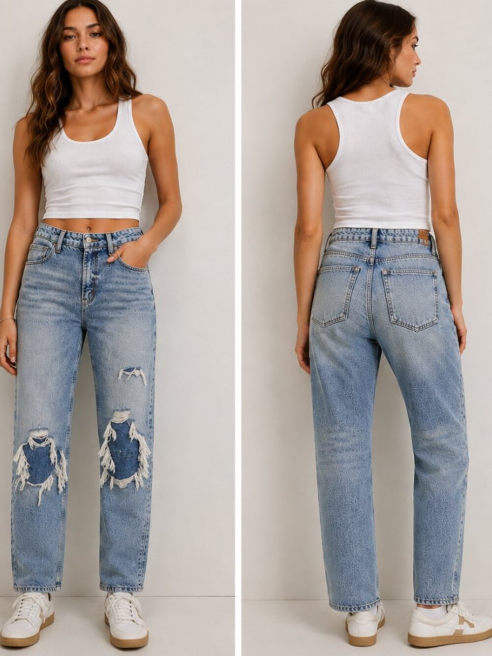 We The Free My Own Lane Acid Wash Distressed Knees Size 28 Straight Tall Girl
